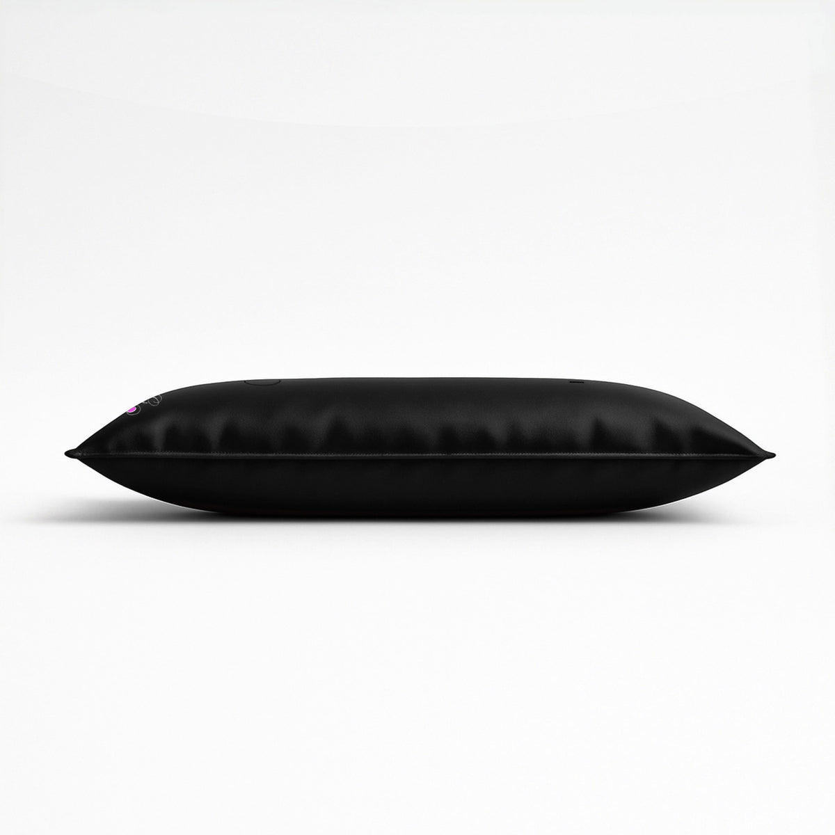 Pillowsforeplay Bolero Black Satin Slip- Photographed from the side showing the height #variant:slip-color-black-satin-slip