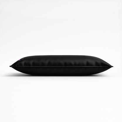 Pillowsforeplay Bolero Black Satin Slip- Photographed from the side showing the height #variant:slip-color-black-satin-slip