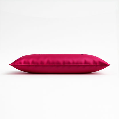 Pillowsforeplay Bolero Pink Satin Slip- Photographed from the side showing the height #variant:slip-color-pink-satin-slip